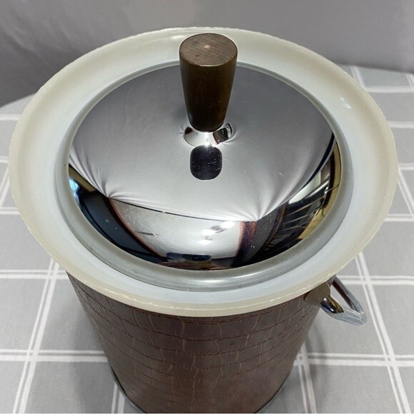 MCM Kromex Vintage Faux Crocodile & Chrome Ice Champagne Bucket - Picture 4 of 8